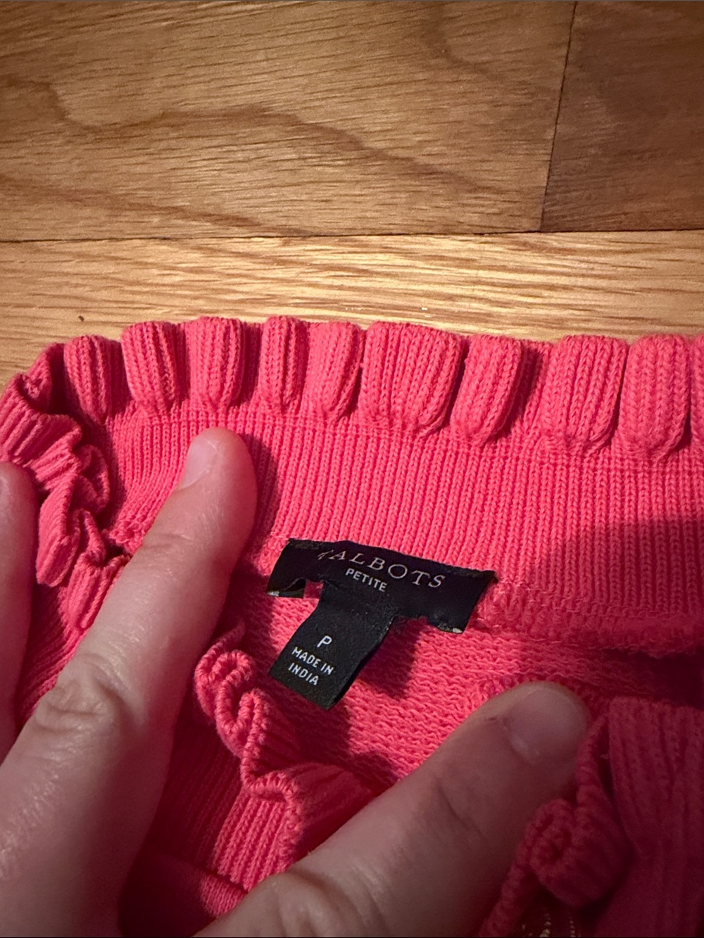 Talbots Pink Ruffle-Neck Sweatshirt with Gold Buttons - Picture 5 of 9